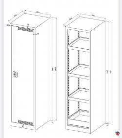 Stahl Umweltschrank 50 x 50 195 cm grau/gelb 